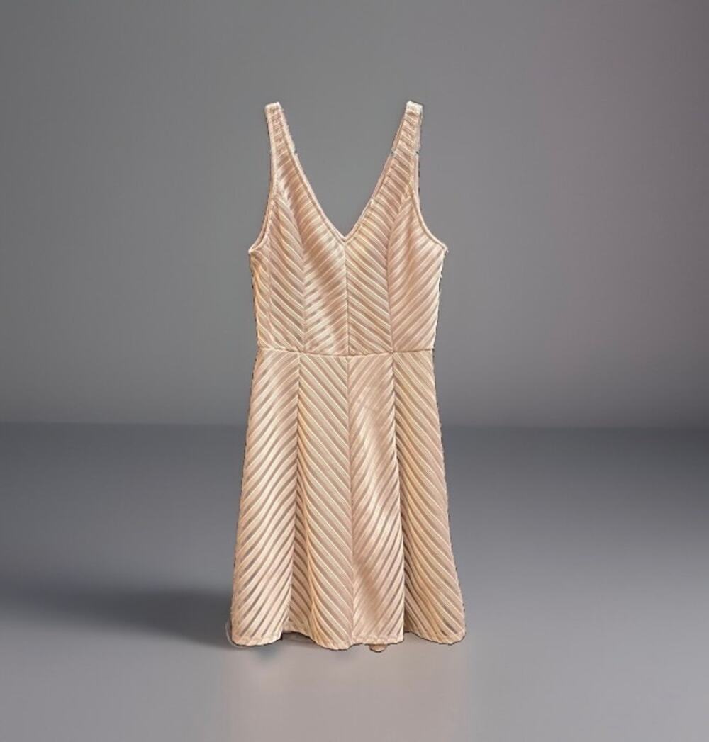 Charlotte Russe Beige Chevron Fit & Flare Mini Dress Size Small Homecoming